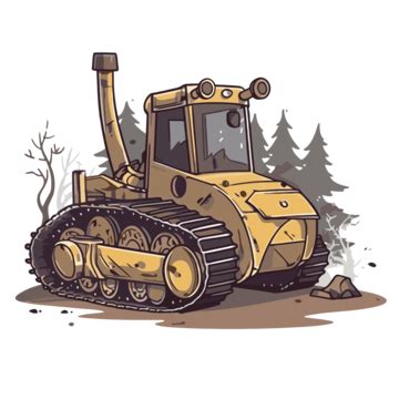 Bulldozer Clipart Vector, In The Style Of Subtle Ink Wash Cartoon ...