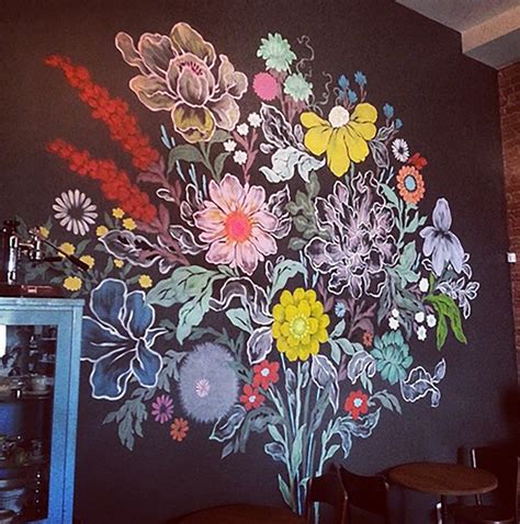 Murals — OUIZI in 2020 (With images) | Chalk wall art, Wall painting, Flower mural