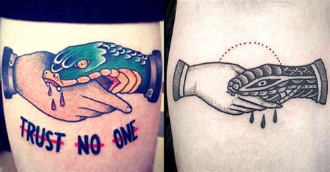 The Hand that Bites: Snake Handshake Tattoos • Tattoodo