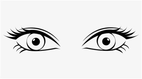 Eye, Optics, Eyelashes, Iris, Lid - Cartoon Black And White Eyes, HD Png Download - kindpng