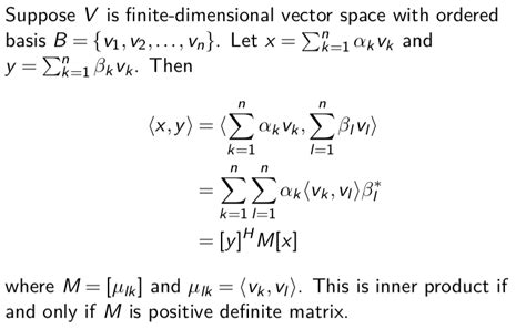 Example of inner product as matrix multiplication - Mathematics Stack Exchange