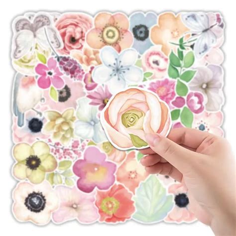 50Pcs/Set New Plant Flowers Series Graffiti Sticker Waterproof DIY ...