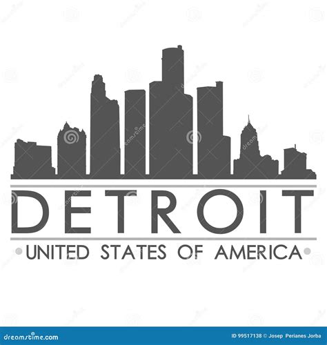 Detroit Skyline Silhouette Design City Vector Art Stock Vector ...