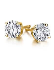 0.75ct Genuine Round Diamond 14k Yellow Gold Stud Earrings Screw Back