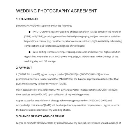 5 Best Free Wedding Photography Contract Templates