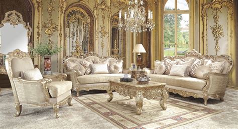 HD 8925 Homey Design Living Room Victorian Style Antique Gold Finish
