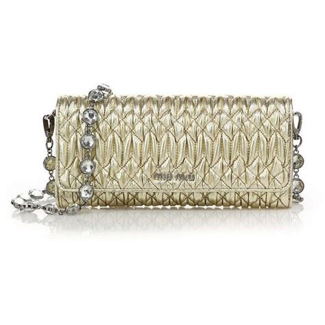 Miu Miu Metallic Leather Crystal-Chain Wallet | Crystal chain, Wallet chain, Metallic leather