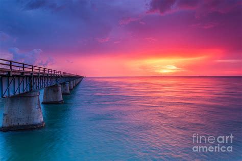 Old 7 Mile Bridge Sunset Photograph by Hans- Juergen Leschmann | Fine Art America