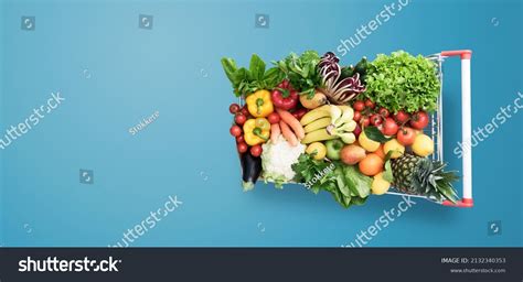 Supermarket Shopping Cart Full Fresh Vegetables Stock Photo 2132340353 | Shutterstock