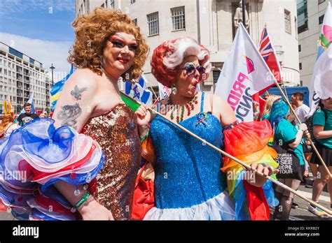 England, London, London Pride Festival Parade, Drag Queens Stock Photo ...