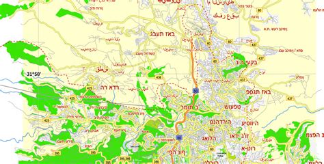 Jerusalem, Israel, Free printable SVG map, hebrew