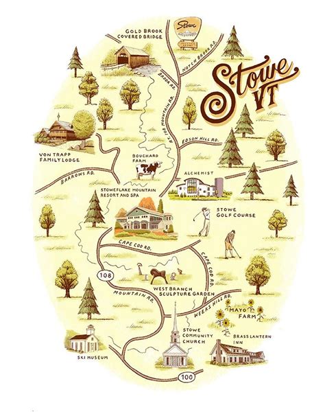 Stowe, VT Map - Etsy | Stowe vt, Stowe, Map