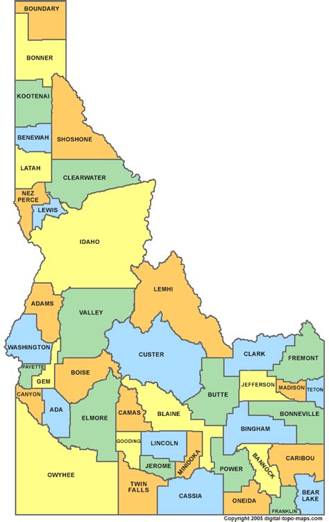 Idaho Counties Map - Idaho • mappery