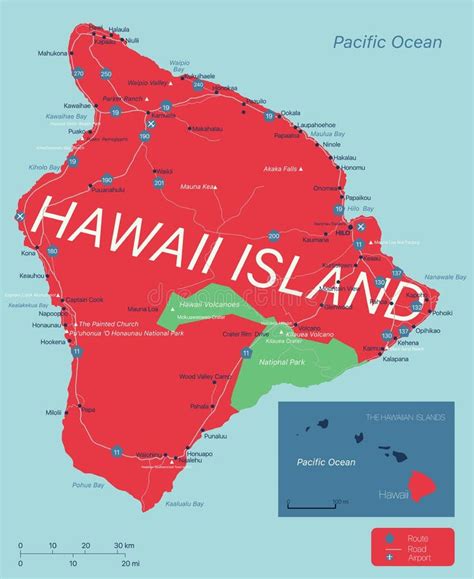 Hawaii Island Detailed Editable Map Stock Illustration - Illustration of archipelago, detailed ...