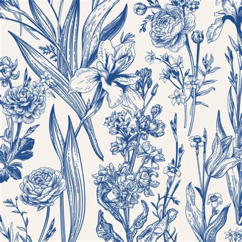 Blue Vintage Floral Backgrounds