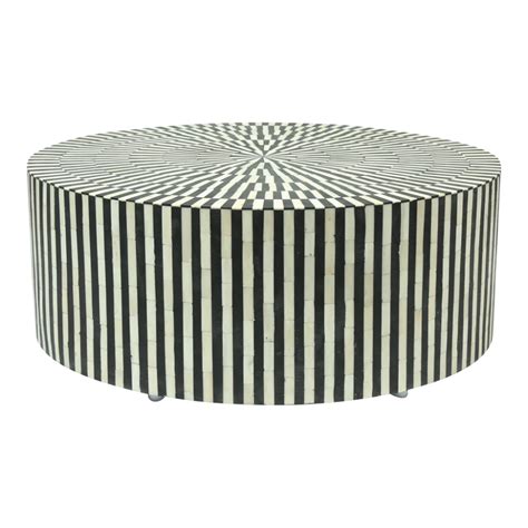 Bone Inlay Coffee Table Round | Black Stripe – Bone Inlay Home | Bone inlay, Bone inlay table ...