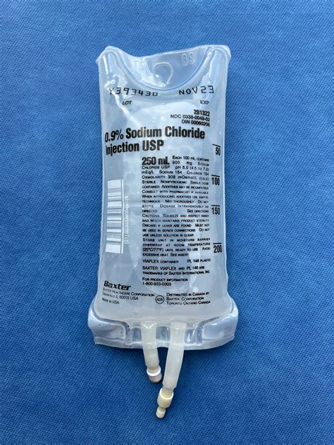 No Rx Required - IV Fluid Bag 0.9% Sodium Chloride (Normal Saline) 250 ...