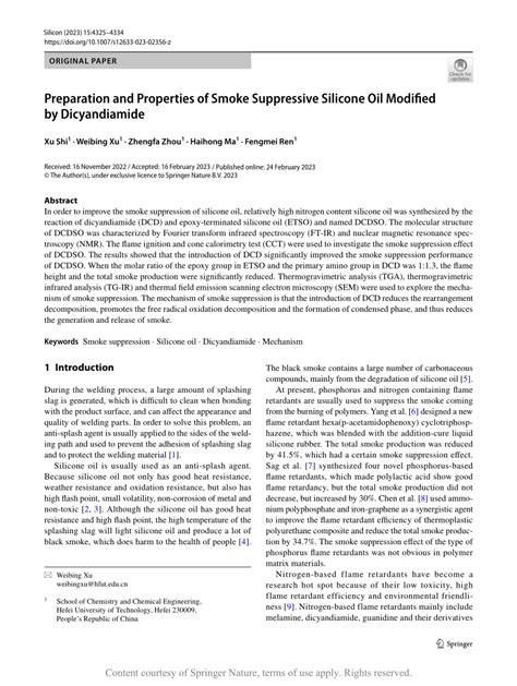 Preparation and Properties of Smoke Suppressive Silicone Oil Modified ...