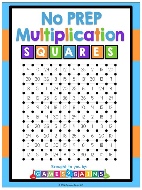 Multiplication Squares Printable - Printable Templates