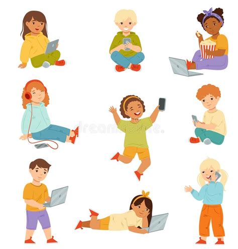 Children Playing Gadgets Stock Illustrations – 126 Children Playing ...