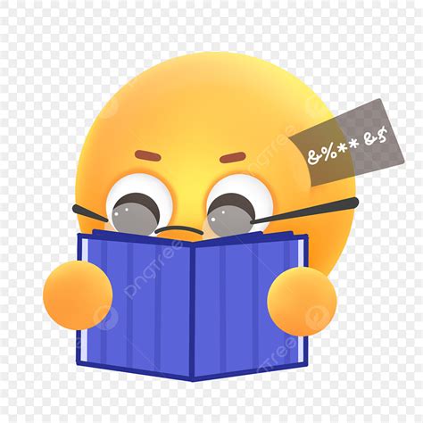 Reading Expression Clipart Hd PNG, Cartoon Study Reading Stereo Emoji Expression, Cartoon, Learn ...