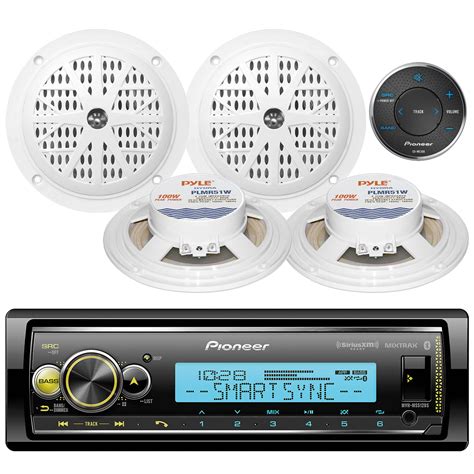 Pioneer 1DIN USB Bluetooth Radio/Wired Remote, 4 White 5.25" Marine Speakers | eBay