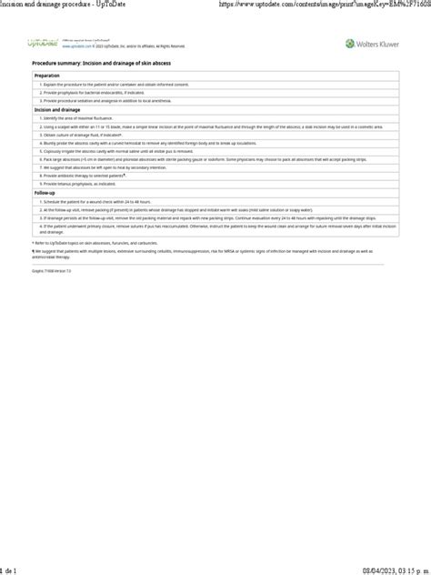 Incision and Drainage Procedure - UpToDate PDF | PDF | Wound | Health Sciences