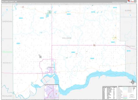 Williams County, ND Wall Map Premium Style by MarketMAPS - MapSales