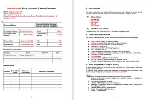 Method Statement Risk Assessment Template Free - PRINTABLE TEMPLATES