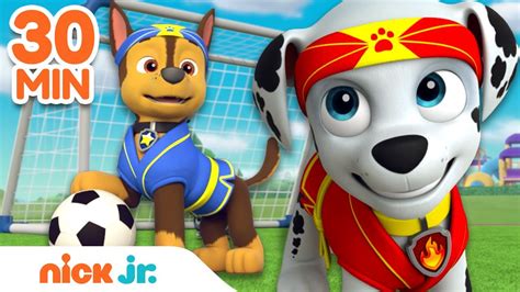 PAW Patrol Rescues & Healthy Habits! w/ Chase & Marshall ⚽️ | 30 Minute Compilation | Nick Jr ...