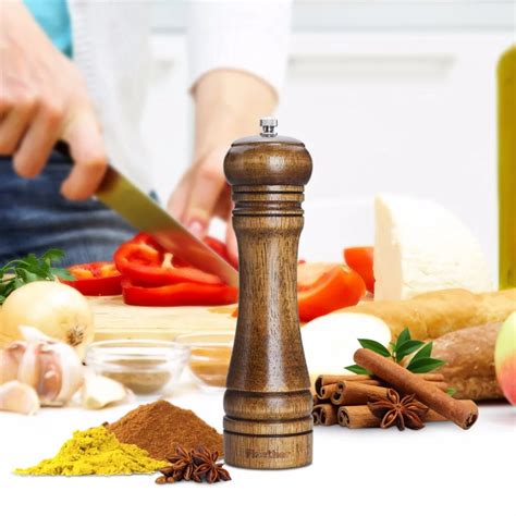 Finether Wooden Pepper Grinder 8.7 inch Salt And Pepper Spice Grinders ...