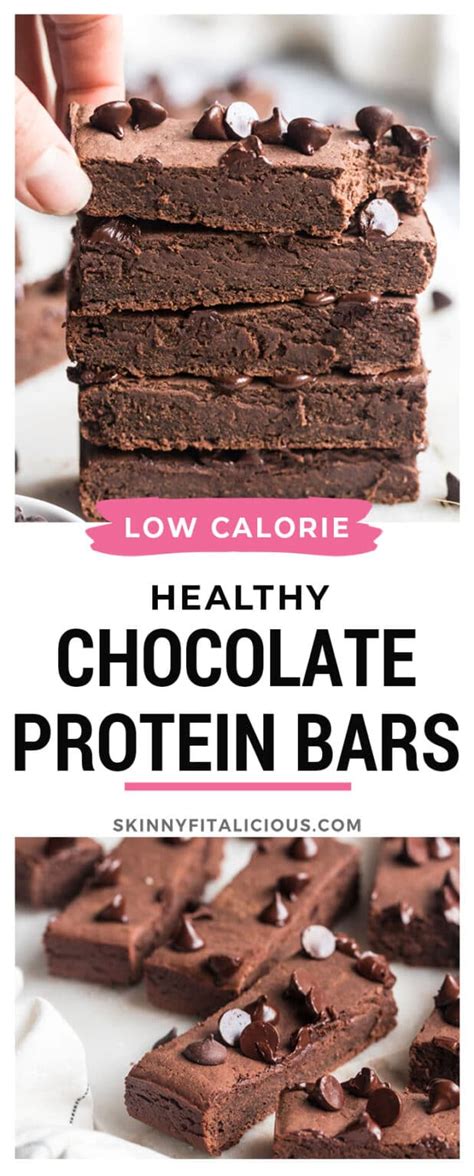 Healthy Chocolate Protein Bars {Low Calorie, GF} - Skinny Fitalicious®