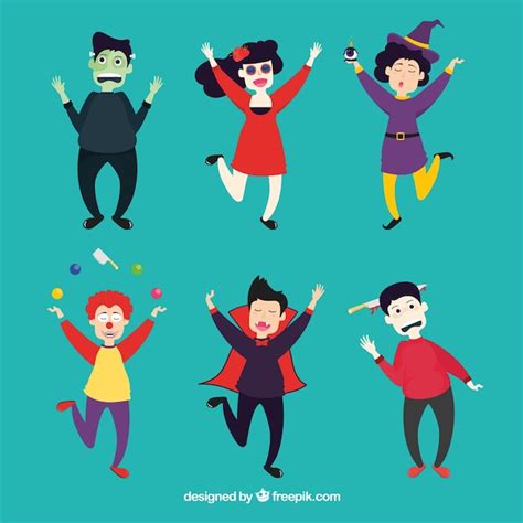 Free Vector | Set of funny halloween characters