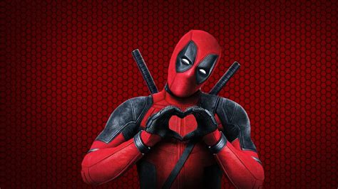 Deadpool Is Showing Heart Symbol In Red Hexagon Background HD Deadpool Wallpapers | HD ...