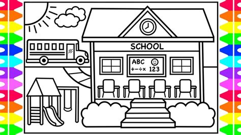 How to Draw a SCHOOL for KIDS 🍏🎒📚 ️ BACK to SCHOOL Drawing for Kids ...