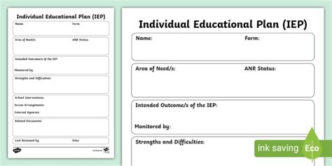 Blank IEP Form Template