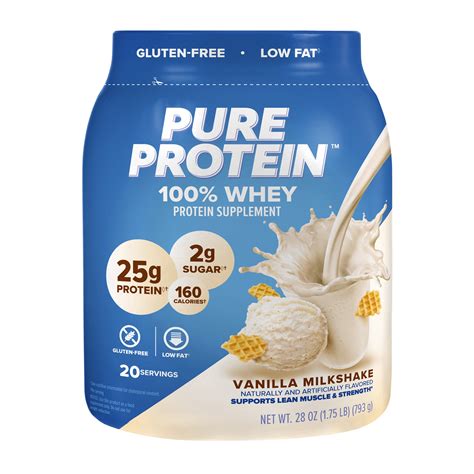 Pure Protein 100% Whey Protein Powder, Vanilla Cream, 25g Protein, 1.75 ...