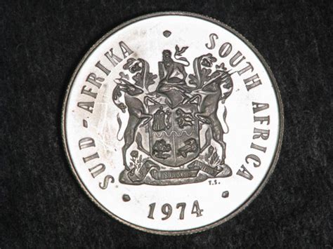 South African Coins 1 Rand Silver Commemorative coin of 1974, 50th Anniversary of Pretoria Mint ...