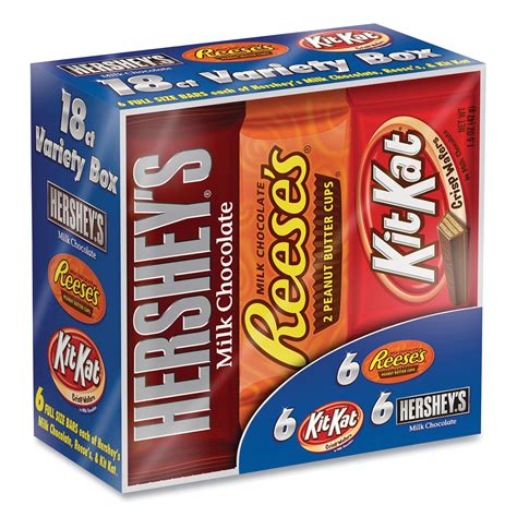 Full Size Chocolate Candy Bar Variety Pack, Assorted 1.5 oz Bar, 18 ...