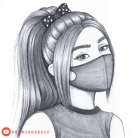 How to draw a Girl wearing Mask - step by step || Pencil sketch for beginner || Girl drawing ...