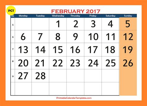 February 2017 Calendar Printable | Printable Calendar Templates