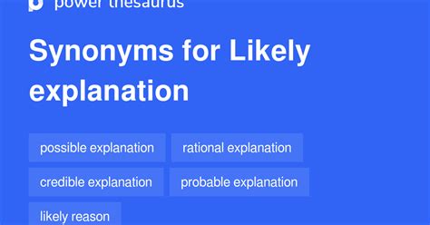 Likely Explanation synonyms - 84 Words and Phrases for Likely Explanation