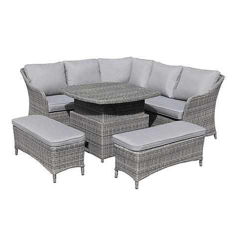 GoodHome Hamilton Steeple grey Rattan effect 8 Seater Garden furniture ...