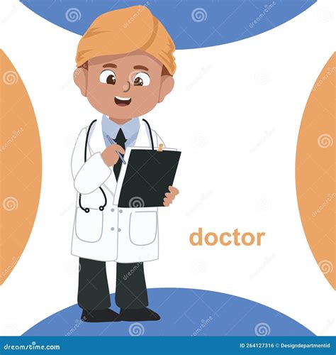 Colorful Flashcard Kidsâ€™ Profession Dream. an Indian Little Doctor ...