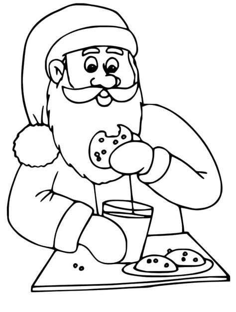 Santa Claus is Eating Cookies coloring page - Download, Print or Color Online for Free