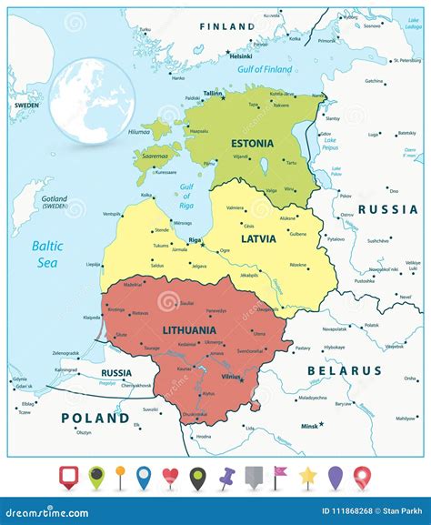 Baltic States Map Cartoon Vector | CartoonDealer.com #28192501