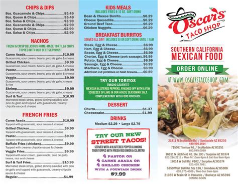 Oscar's Taco Shop 21811 N Scottsdale Rd #105, Scottsdale, AZ 85255