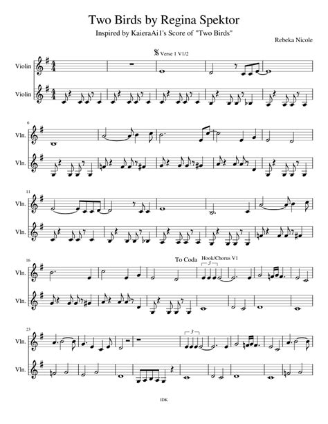 Two Birds Sheet music for Violin (String Duet) | Download and print in PDF or MIDI free sheet ...