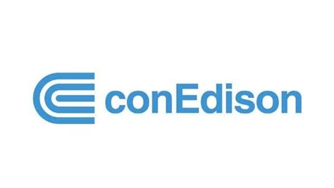 the logo for conedison is shown on a white background with blue letters ...