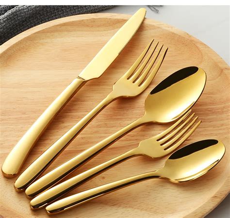 SideGold™ - Premium Stainless Steel Gold Flatware Set - Gold Cutlery ...